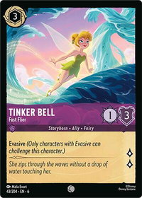 Tinker Bell - Fast Flier - Azurite Sea (6) #43/204 - Common Disney Lorcana Trading Card