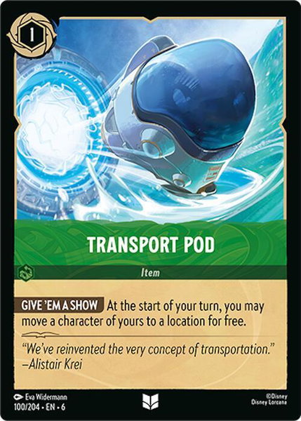 Transport Pod trading card from Azurite Sea Transport Pod - Azurite Sea Disney Lorcana trading card