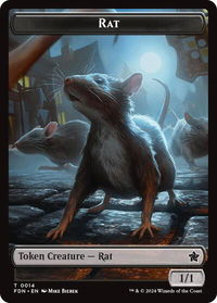 Rat (0014) // Zombie Double-Sided Token - Foundations (FDN) #14 // 15 - Token Magic: The Gathering Trading Card