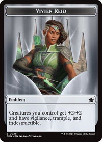 Emblem - Vivien Reid // Elf Warrior Double-Sided Token - Foundations (FDN) #25 // 19 - Token Magic: The Gathering Trading Card