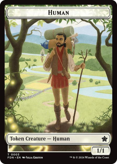 Human // Knight Double-Sided Token - Foundations Magic: The Gathering trading card
