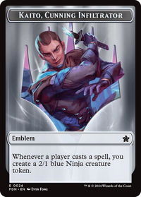 Emblem - Kaito, Cunning Infiltrator // Ninja Doubled-Sided Token - Foundations (FDN) #24 // 12 - Token Magic: The Gathering Trading Card
