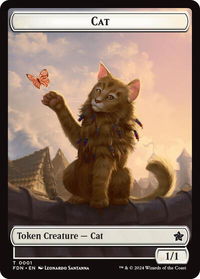 Cat (0001) // Cat (0002) Doubled-Sided Token - Foundations (FDN) #1 // 2 - Token Magic: The Gathering Trading Card