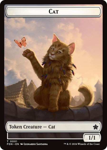 Cat (0001) // Cat (0002) Doubled-Sided Token - Foundations Magic: The Gathering trading card
