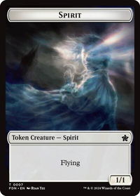 Spirit // Cat (0001) Doubled-Sided Token - Foundations (FDN) #1 // 7 - Token Magic: The Gathering Trading Card