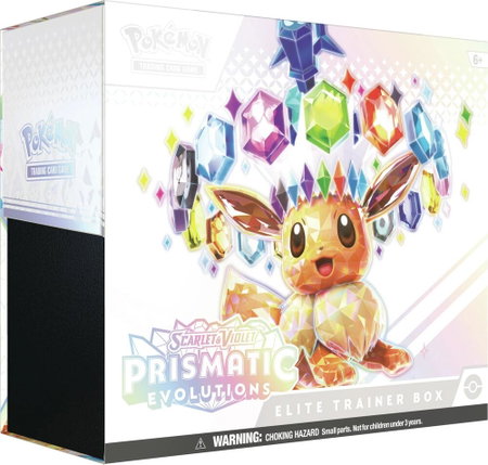 Prismatic Evolutions Elite Trainer Box trading card from SV: Prismatic Evolutions Prismatic Evolutions Elite Trainer Box - SV: Prismatic Evolutions Pokémon trading card
