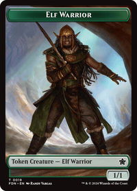 Elf Warrior // Cat (001) Doubled-Sided Token - Foundations (FDN) #19 // 1 - Token Magic: The Gathering Trading Card