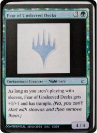 Fear of Unsleeved Decks - Un-Known Event Playtest Cards  #null - Promo Magic: The Gathering Trading Card