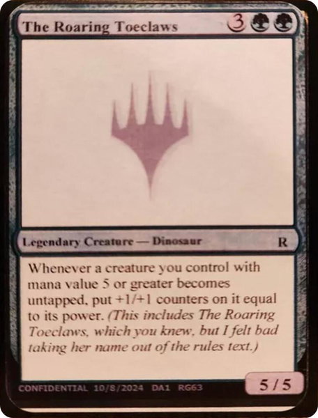 The Roaring Toeclaws trading card from Un-Known Event Playtest Cards The Roaring Toeclaws - Un-Known Event Playtest Cards Magic: The Gathering trading card