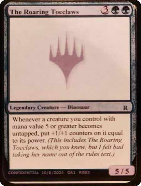 The Roaring Toeclaws - Un-Known Event Playtest Cards Magic: The Gathering trading card