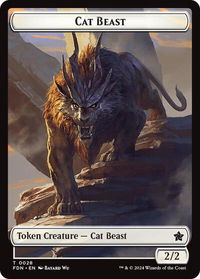 Cat Beast // Dragon (0017) Double-Sided Token - Foundations (FDN) #28 // 17 - Token Magic: The Gathering Trading Card