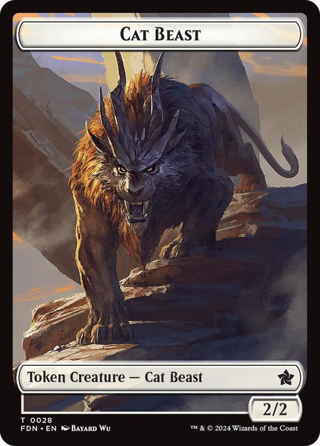 Cat Beast // Dragon (0017) Double-Sided Token - Foundations Magic: The Gathering trading card