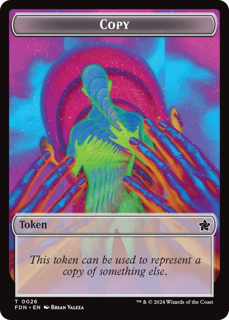 Copy // Human Double-Sided Token - Foundations Magic: The Gathering trading card