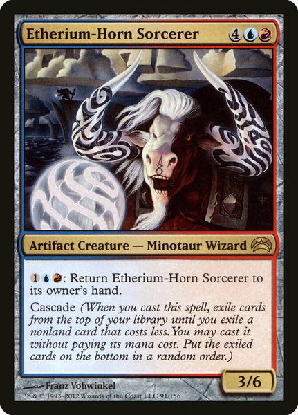Etherium-Horn Sorcerer trading card from Planechase 2012 Etherium-Horn Sorcerer - Planechase 2012 Magic: The Gathering trading card
