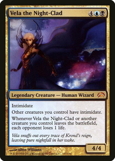 Vela the Night-Clad trading card from Planechase 2012 Vela the Night-Clad - Planechase 2012 Magic: The Gathering trading card