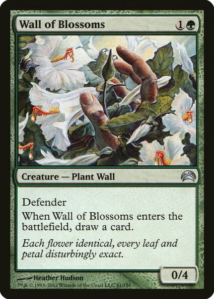 Wall of Blossoms trading card from Planechase 2012 Wall of Blossoms - Planechase 2012 Magic: The Gathering trading card