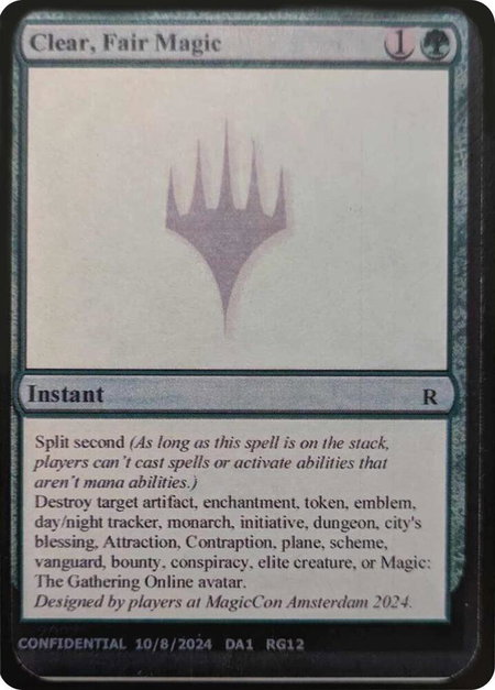 Clear, Fair Magic - Un-Known Event Playtest Cards Magic: The Gathering trading card