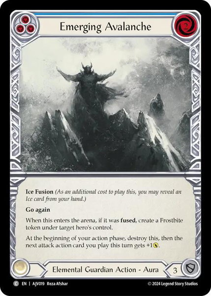 Emerging Avalanche (Blue) trading card from Armory Deck: Jarl Vetreidi Emerging Avalanche (Blue) - Armory Deck: Jarl Vetreidi Flesh and Blood trading card