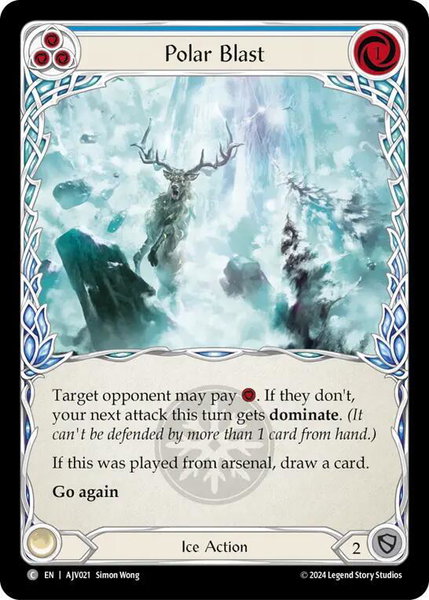 Polar Blast (Blue) trading card from Armory Deck: Jarl Vetreidi Polar Blast (Blue) - Armory Deck: Jarl Vetreidi Flesh and Blood trading card