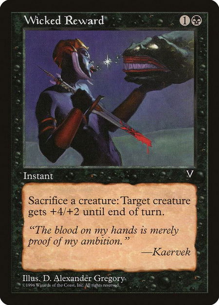 Wicked Reward trading card from Visions Wicked Reward - Visions Magic: The Gathering trading card