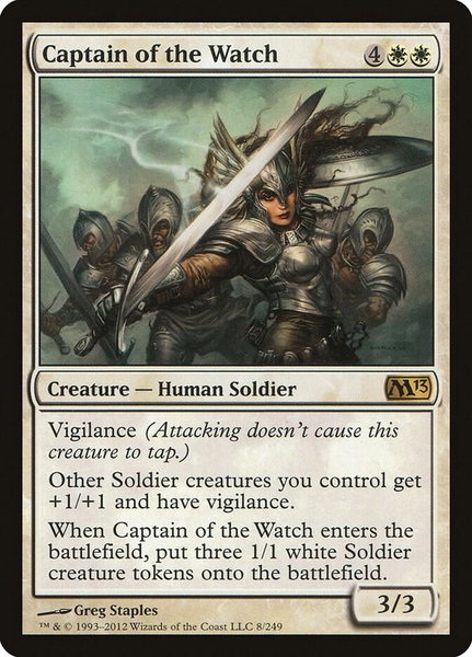 Captain of the Watch trading card from Magic 2013 (M13) Captain of the Watch - Magic 2013 (M13) Magic: The Gathering trading card