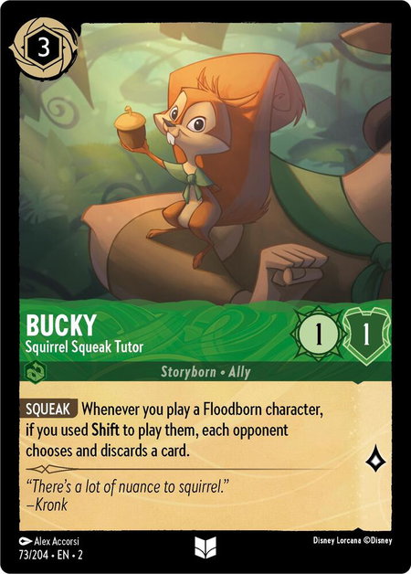 Bucky - Squirrel Squeak Tutor (Errata Version) - Rise of the Floodborn Disney Lorcana trading card