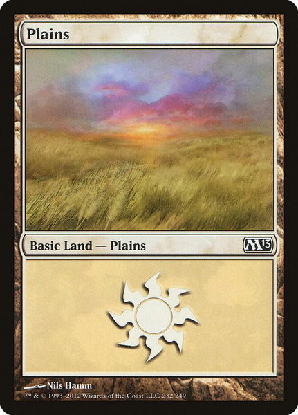 Plains (232) trading card from Magic 2013 (M13) Plains (232) - Magic 2013 (M13) Magic: The Gathering trading card