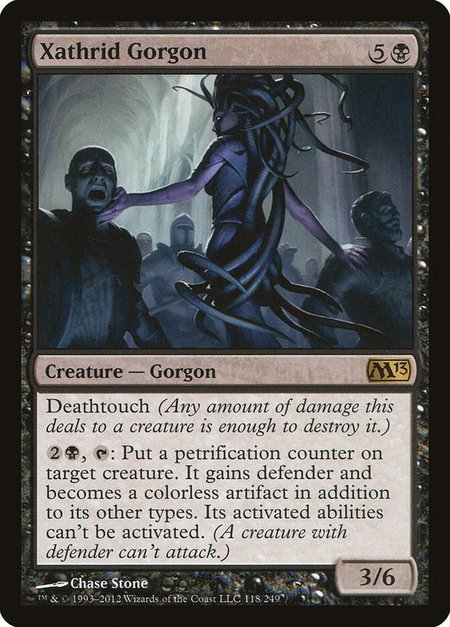 Xathrid Gorgon trading card from Magic 2013 (M13) Xathrid Gorgon - Magic 2013 (M13) Magic: The Gathering trading card