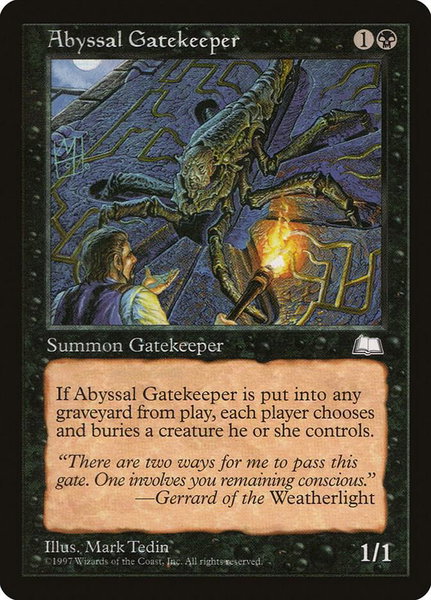 Abyssal Gatekeeper trading card from Weatherlight Abyssal Gatekeeper - Weatherlight Magic: The Gathering trading card