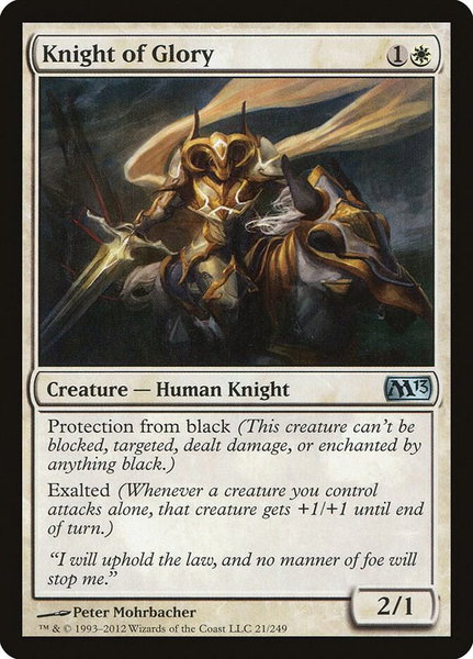 Knight of Glory trading card from Magic 2013 (M13) Knight of Glory - Magic 2013 (M13) Magic: The Gathering trading card