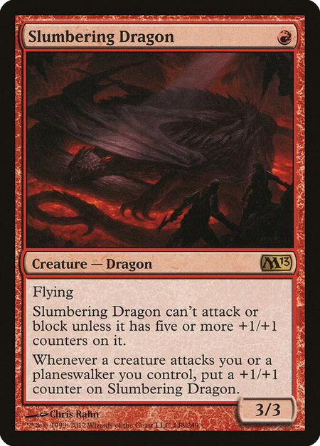 Slumbering Dragon trading card from Magic 2013 (M13) Slumbering Dragon - Magic 2013 (M13) Magic: The Gathering trading card