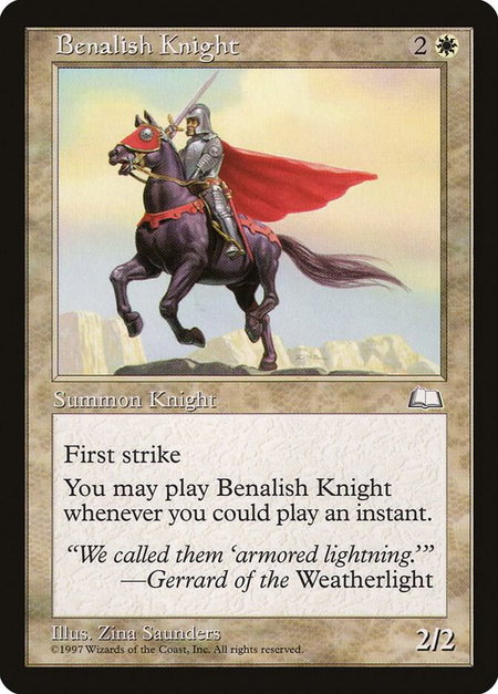 Benalish Knight - Weatherlight Magic: The Gathering trading card