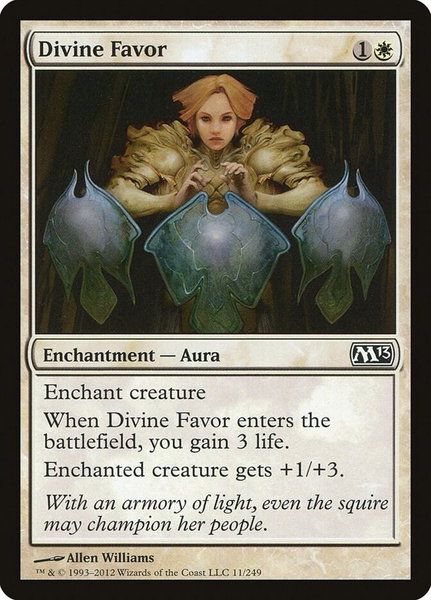 Divine Favor trading card from Magic 2013 (M13) Divine Favor - Magic 2013 (M13) Magic: The Gathering trading card
