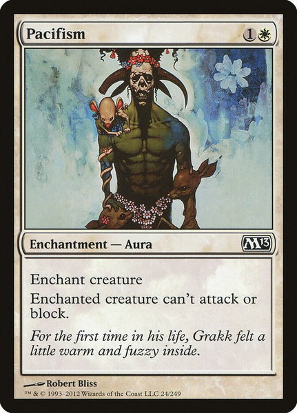 Pacifism trading card from Magic 2013 (M13) Pacifism - Magic 2013 (M13) Magic: The Gathering trading card