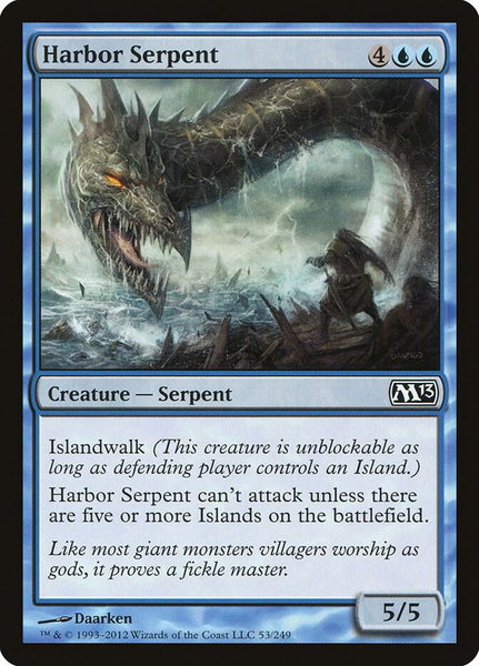 Harbor Serpent trading card from Magic 2013 (M13) Harbor Serpent - Magic 2013 (M13) Magic: The Gathering trading card