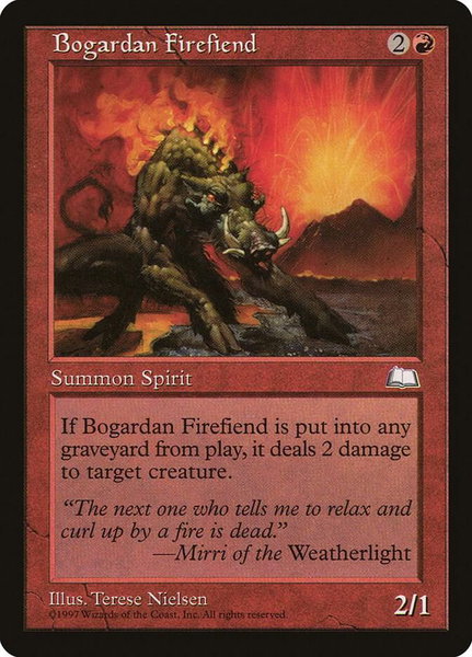Bogardan Firefiend - Weatherlight Magic: The Gathering trading card
