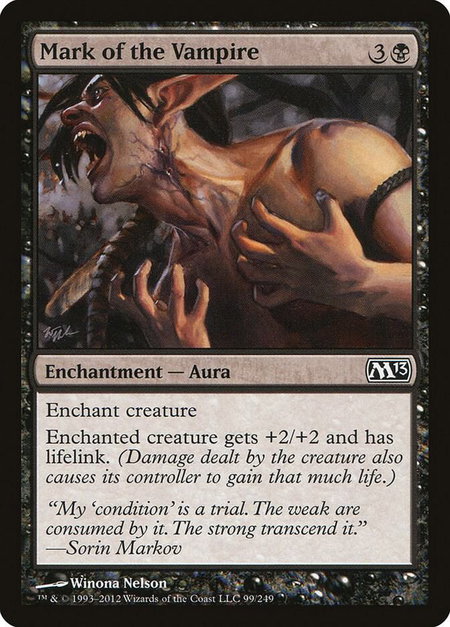 Mark of the Vampire trading card from Magic 2013 (M13) Mark of the Vampire - Magic 2013 (M13) Magic: The Gathering trading card