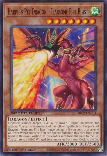 Harpie's Pet Dragon - Fearsome Fire Blast - Speed Duel: Battle City Finals YuGiOh trading card