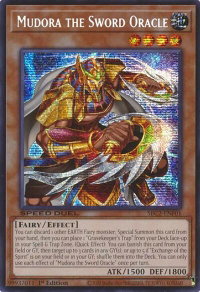 Mudora the Sword Oracle (PSR) - Speed Duel: Battle City Finals (SBC2) #SBC2-ENF01 - Prismatic Secret Rare YuGiOh Trading Card