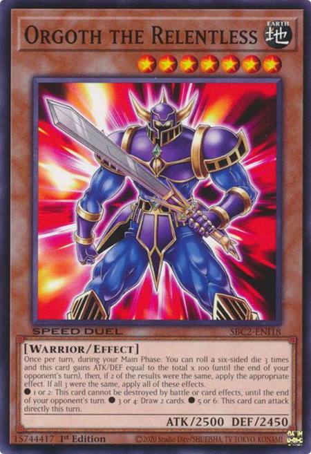 Orgoth the Relentless - Speed Duel: Battle City Finals YuGiOh trading card