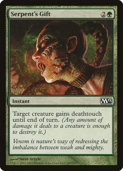Serpent's Gift trading card from Magic 2013 (M13) Serpent's Gift - Magic 2013 (M13) Magic: The Gathering trading card