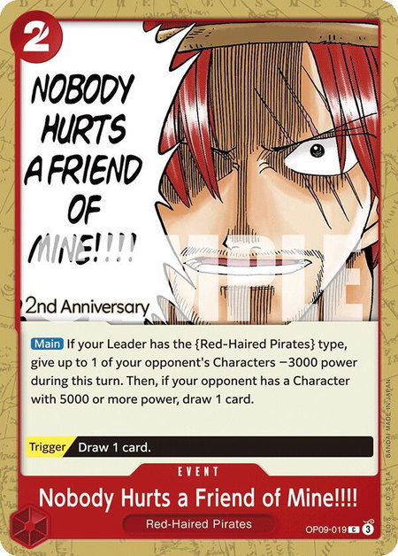 Nobody Hurts a Friend of Mine!!!! - Emperors in the New World: 2nd Anniversary Tournament Cards One Piece trading card