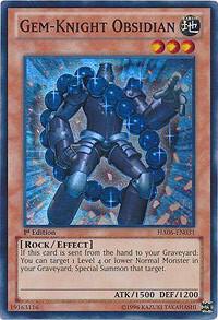 Gem-Knight Obsidian trading card from Hidden Arsenal 6: Omega Xyz Gem-Knight Obsidian - Hidden Arsenal 6: Omega Xyz YuGiOh trading card