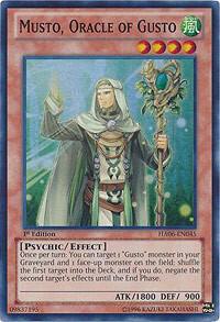 Musto, Oracle of Gusto trading card from Hidden Arsenal 6: Omega Xyz Musto, Oracle of Gusto - Hidden Arsenal 6: Omega Xyz YuGiOh trading card