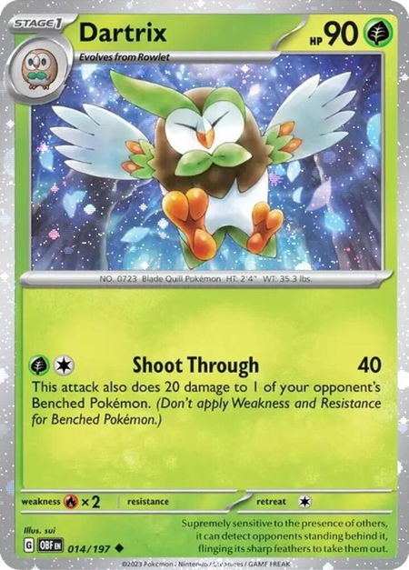 Dartrix - 014/197 (Cosmos Holo) trading card from Miscellaneous Cards & Products Dartrix - 014/197 (Cosmos Holo) - Miscellaneous Cards & Products Pokémon trading card
