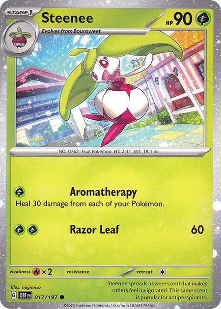 Steenee - 017/197 (Cosmos Holo) trading card from Miscellaneous Cards & Products Steenee - 017/197 (Cosmos Holo) - Miscellaneous Cards & Products Pokémon trading card