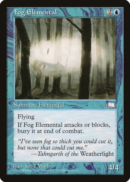 Fog Elemental - Weatherlight Magic: The Gathering trading card