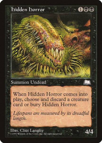 Hidden Horror trading card from Weatherlight Hidden Horror - Weatherlight Magic: The Gathering trading card
