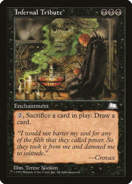 Infernal Tribute trading card from Weatherlight Infernal Tribute - Weatherlight Magic: The Gathering trading card