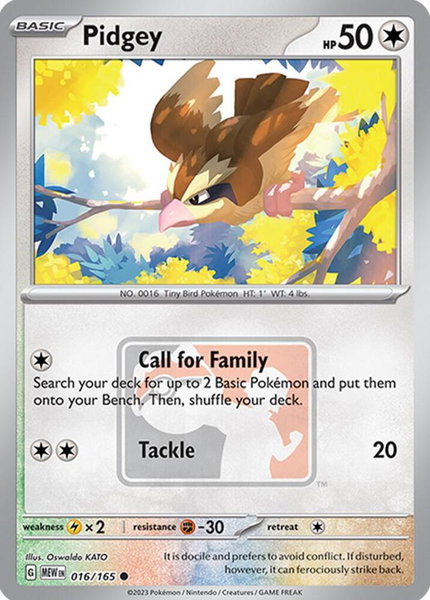 Pidgey - 016/165 (League Promo) trading card from League & Championship Cards Pidgey - 016/165 (League Promo) - League & Championship Cards Pokémon trading card